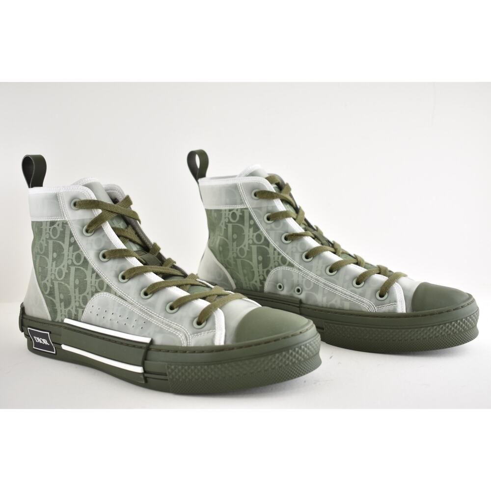 Dior Mens B23 Green Oblique Logo Transparent High Top Lace Up Flat Sneaker 44 11 - Picture 4 of 16